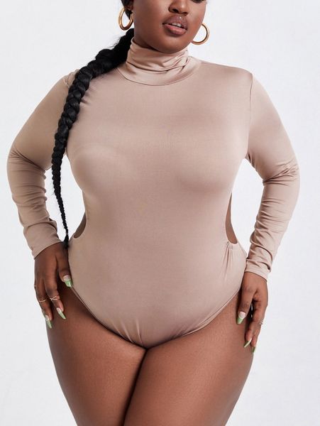 

sxy plus cut out tie back bodysuit m2ta#, Black