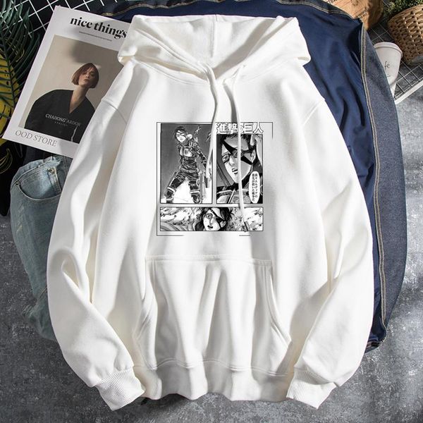 

men's hoodies & sweatshirts harajuku attack on titan shingeki no kyojin japanese anime printed hoodie streetwear casual, Black