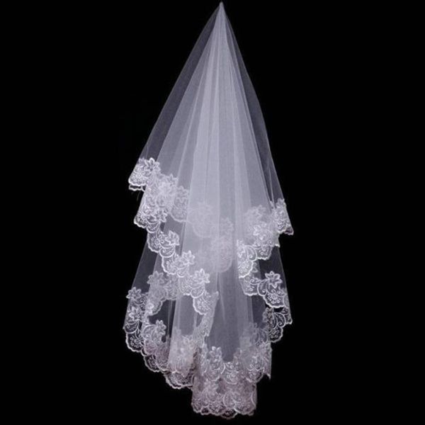 

bridal veils wedding accessories short veil white ivory one layer appliques lace edge, Black