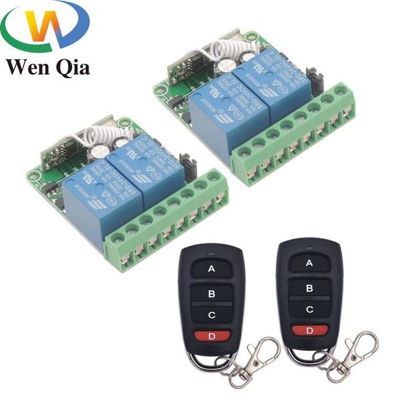 

433mhz wireless universal remote control dc12v 10amp 2ch 2 gangs rf relay receiver and transmitter for road door / motor switch controlers