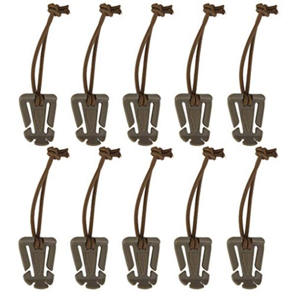 

cords, slings and webbing 10pcs outdoor molle elastic cord buckle roll clips (khaki)