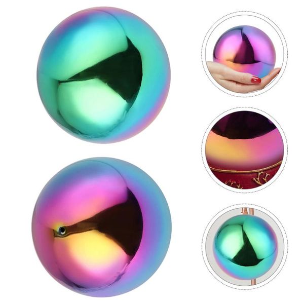

novelty items 2pcs rainbow gazing globe mirror stainless steel balls for garden