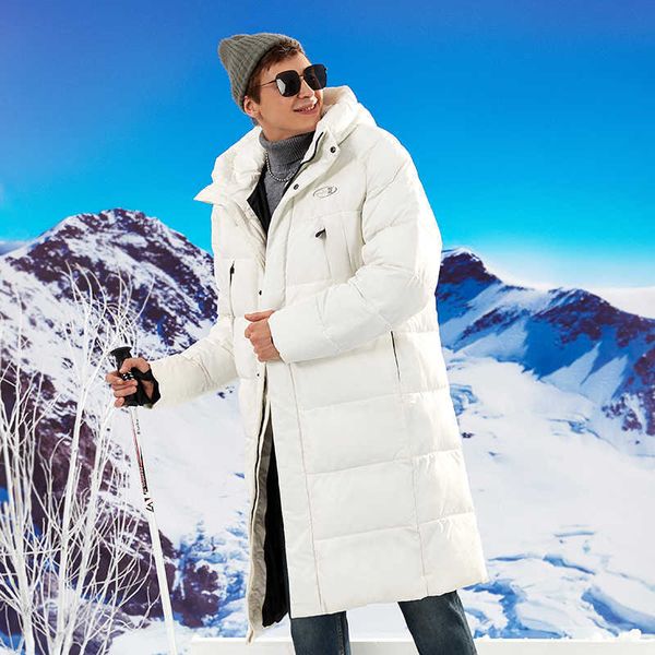 

2022df tiger force winter men's down parkas long white warm coat male puffy jacket mens hooded jackets black zipper windproof overcoat