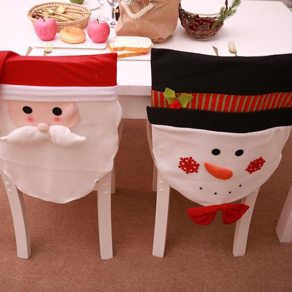 

chair covers christmas decoration chairs set santa claus snowman restaurant dining dinner table back cover dress up holiday supply