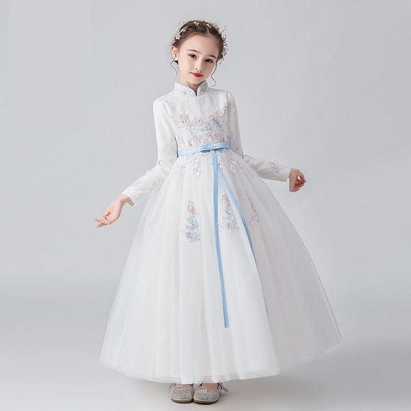 

ethnic clothing girl embroidered lace dress, competition first communion year dress, Red