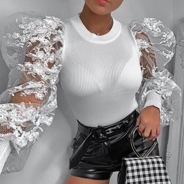 

women's blouses & shirts 2021 long sleeve slim stitching top, White