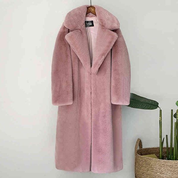 

women's fur & faux elegant winter coat women fashion plush mink coats loose jacket overcoat thick warm jackets b8cw, Black