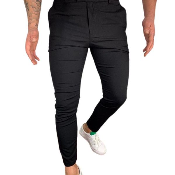 

men's pants men plain slim fit joggers jogging training work outdoor casual trousers, Black