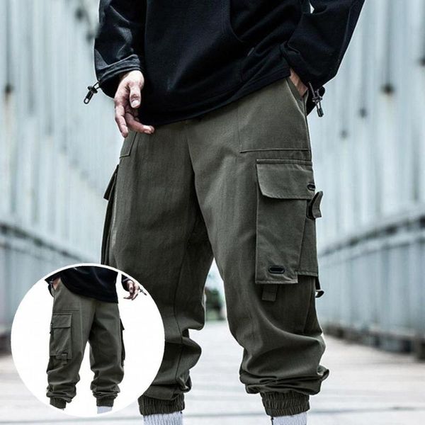 

men's pants great cargo all match streetwear biker spring harem pant men, Black