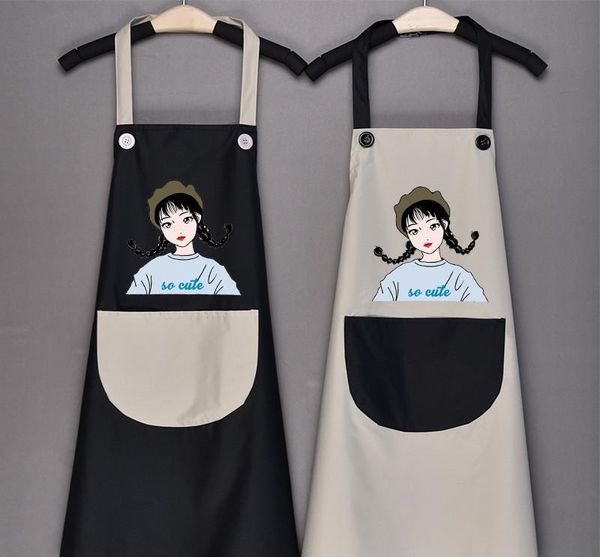 

aprons hand towel apron waterproof stain home kitchen cooking waist korean creative hanging neck oversleeve