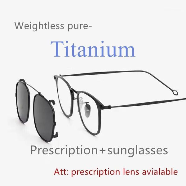 

sunglasses vintage retro square clip-on madness pure titanium frame fashion pilot type original box case women man, White;black