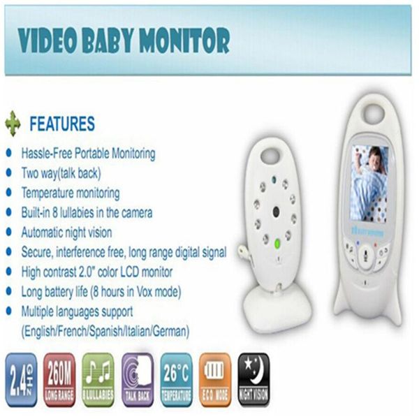

wireless baby monitor infant 2.4ghz digital video temperature display night vision music nanny monitors