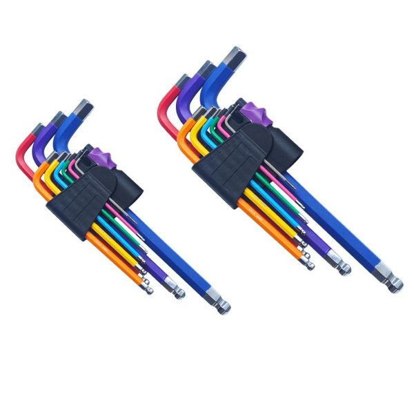 

hand tools 9pcs hex key set ball end folding wrench tool with notched durable color l-wrench kit