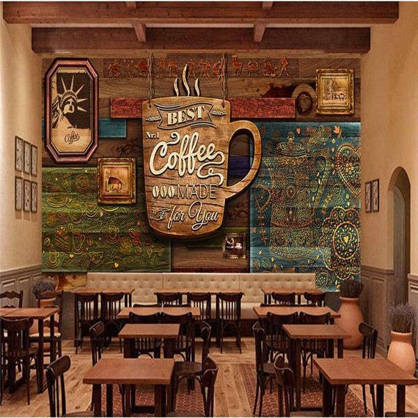 

wallpapers customize hd hand-painted senior retro cafe wallpaper resturant custom large mural green papel de parede para quarto