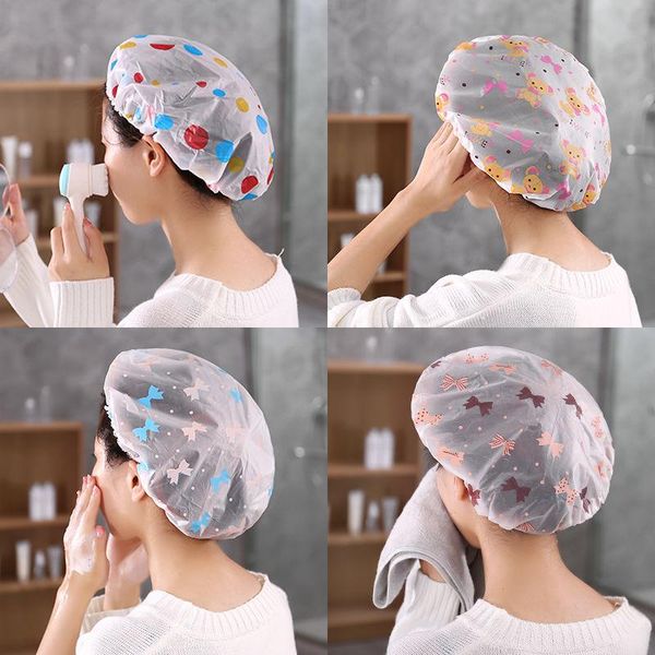 

shower caps waterproof cap thicker lace elastic bath hat reusable baked oil for women spa hair salon bathing bathroom products