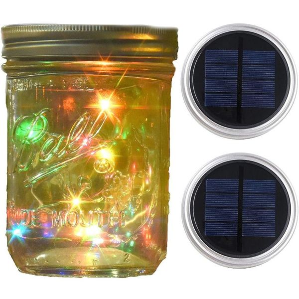 

solar lamps mason jar lights wide mouth,outdoor powered sliver lid fairy light string
