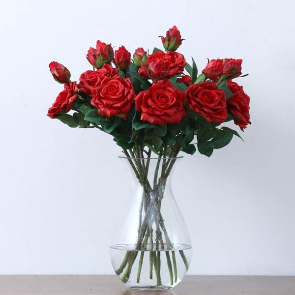 

decorative flowers & wreaths 2-head artificial rose flower bouquet silk floral decor home office simulation fake plant