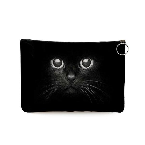 

cosmetic bags & cases personalized canvas bag pouch i love cat cute black eye print travel portable storage makeup toiletry