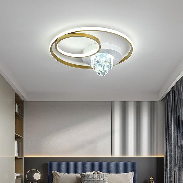 

chandeliers diameter 52cm gold and black/white led ceiling chandelier iron body imitation crystal power 46w/55w suitable for room 8-15mÂ²