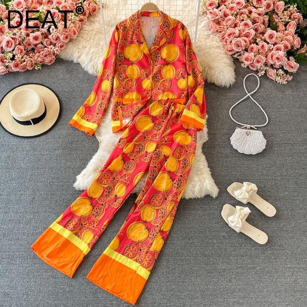 

women's two piece pants deat women home service printed v-neck homewear long set fashion temperament autumn winter 2021 11d1410, White