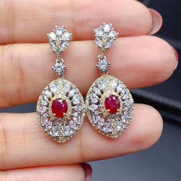 

dangle & chandelier meibapj natural pigeon blood ruby earrings real 925 sterling silver red stone fine charm wedding jewelry for women