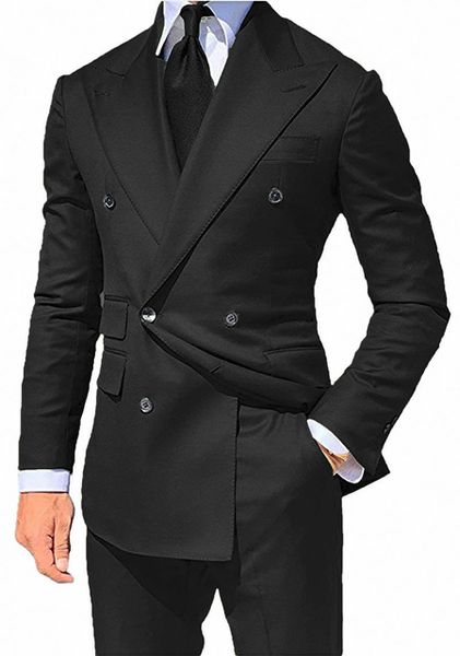 Nova Chegada Senhores Senhores Mens Ternos Dupla Breasted Casamento Tuxedos Noivo Formal Vestuário Terno Slim Fit Homem Banquete Prom Festa Blazer Dançando 2 peças para negócios