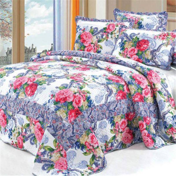 

comforters & sets fashion bedding cotton quilt set quilted bedspread pillowcases patchwork duvet blanket floral print coverlet bed cover