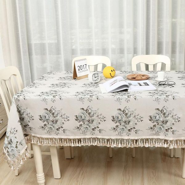 

table cloth european style cotton linen tassel tablecloth home decoration superior quality deskcover