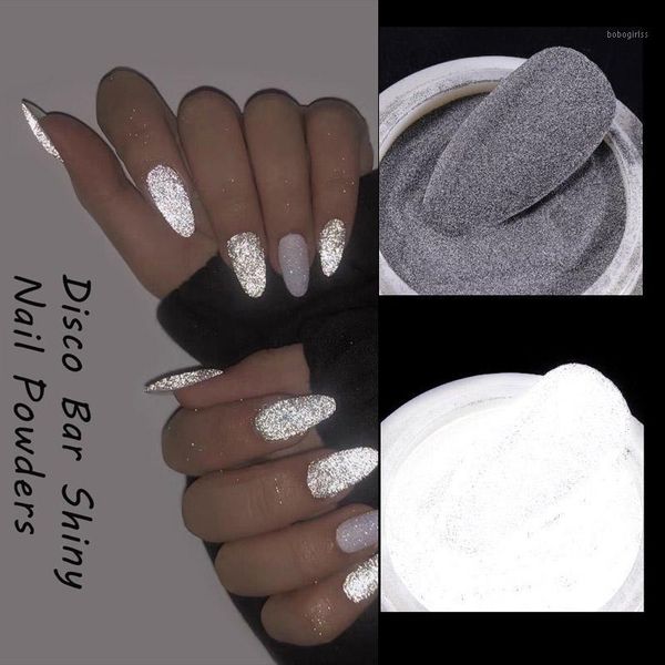 

reflective nail glitter powder shiny dust glow in the dark for bar disco sparkling pigment fluorescent art decorations1, Silver;gold