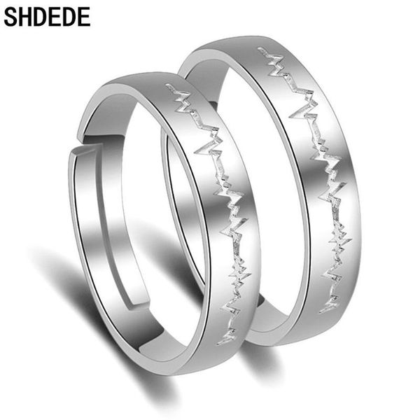 

cluster rings shdede couples set 925 silver wedding fashion jewelry for women men adjustable size promise finger ring -wh96, Golden;silver
