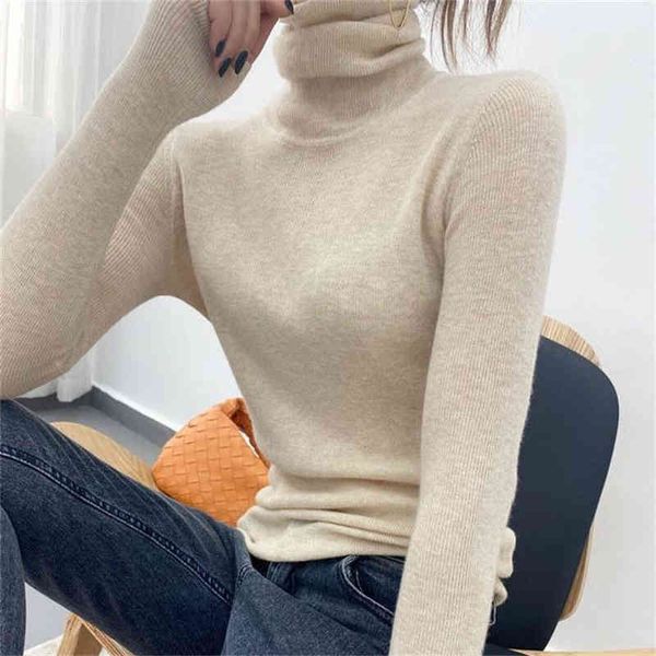 

women's sweaters cashmere sweater of the ladies with neck high 100% thin, solid wool knitted or crocheted long sleeves, White;black