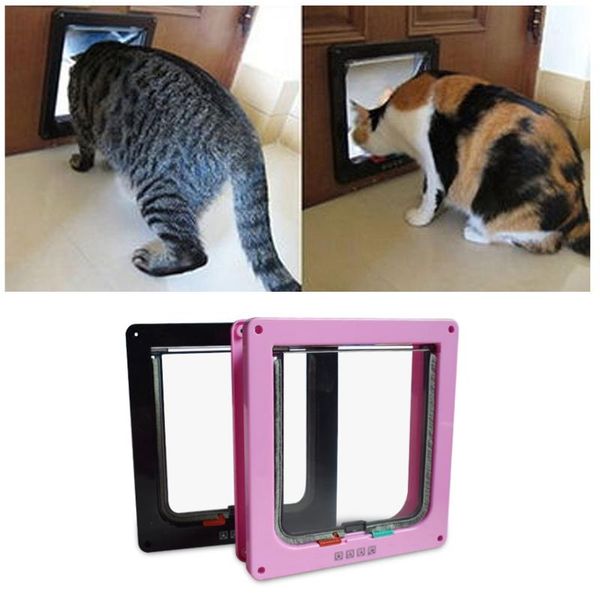 

cat carriers,crates & houses flap door 4 way locking security pet puppy for interior exterior anti escape safety gate frame cats supplies