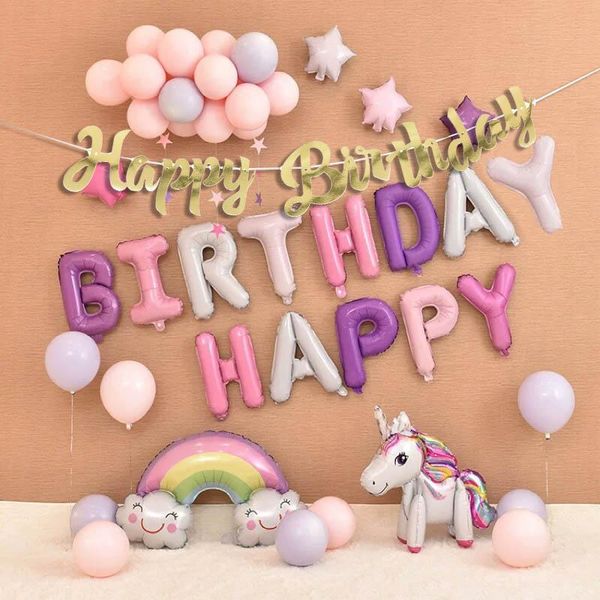 

party decoration 3 colors gold silver rose happy birthday banner bunting paper hanging garland baby shower