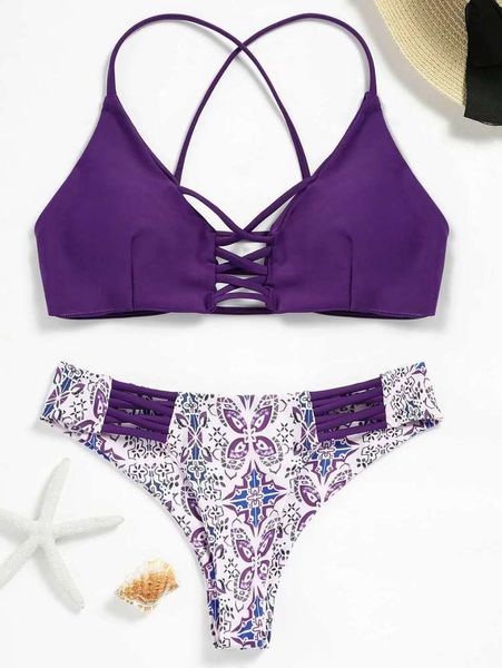 

the bikini multi rope split bikini women's swimsuit, White;black