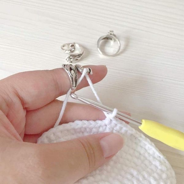 

adjustable knitting loop ring, crochet ring accessories, peacock o r3mf hair bun maker1, Brown