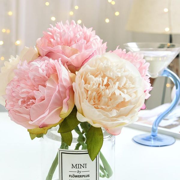 

heads artificial flowers european peony bouquet for christmas home party wedding decoration silk peonies fake decorative & wreaths