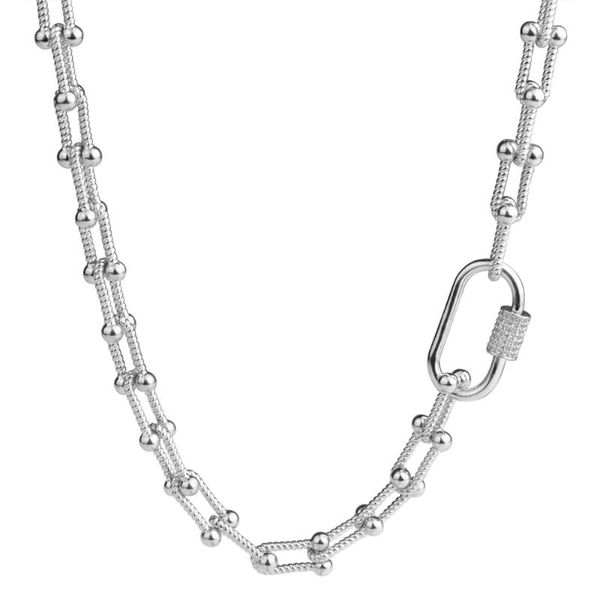 

chains annular alloy cube zirconia necklace steel color chain dainty beautiful handmade gifts accessories for women, Silver