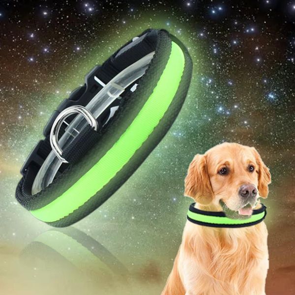 

waterproof led dog collar usb charging anti-lost nylon light for dogs puppy supplies pet products accessories collars & leashes