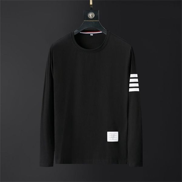 

brand mens t shirts graphic autumn long sleeve clothes plus size homme korean style fashion black striped 210329, White;black