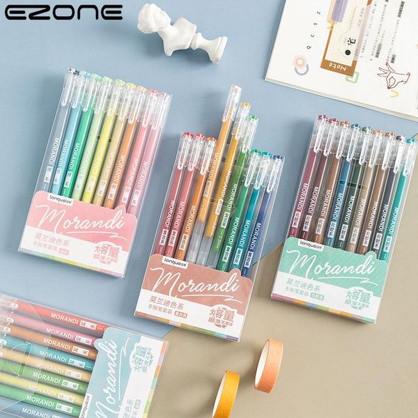 

gel pens ezone 9pcs morandi gray set multi color ink school stationery vintage marker liner 0.5mm ballpoint gift office