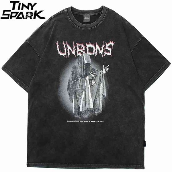 

men hip hop streetwear oversize t shirt ghost print washed t-shirt harajuku cotton summer short sleeve tshirt tees 210722, White;black