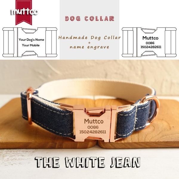 

dog collars & leashes muttco engraved buckle retailing self-design collar the white jean pet nametag anti-lost and leash 5 sizes udc036m
