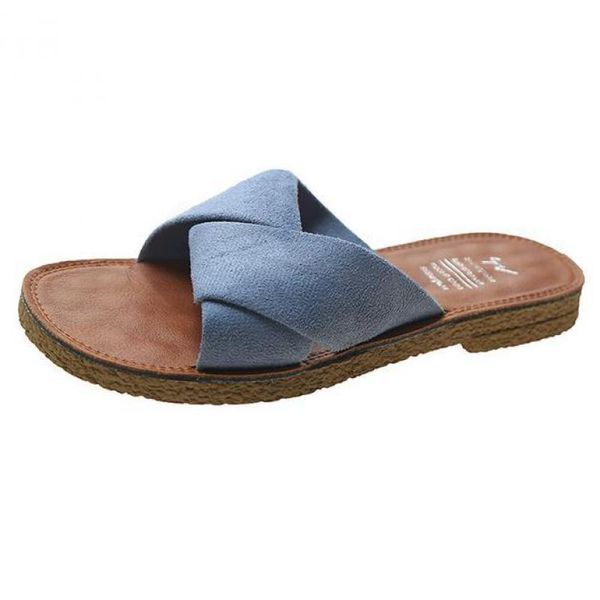 

slippers fashion women flat summer suede flip-flops non-slip home flats slides casual female outdoor beach shoes sandals, Black