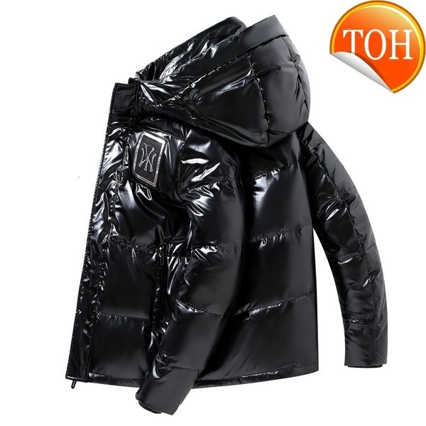 

down jacket for men winter thick warm coat solid color casual parkas, Black