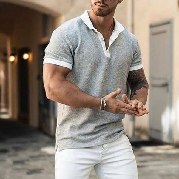 

men's polos vintage patchwork knitted shirt for men 2021 casual loose short sleeve shirts summer mens fashion buttoned lapel streetwea, White;black