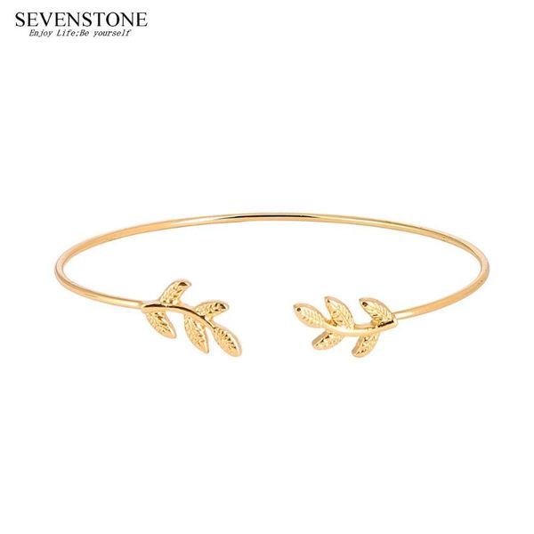

charm bracelets sevenstone 2021 fashion simple and versatile metal copper leaf leaves women bracelet jewelry exquisite gift for lovers, Golden;silver
