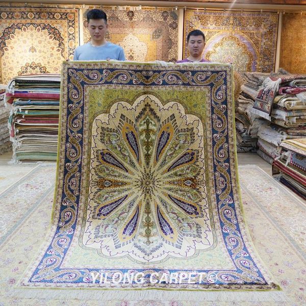 

carpets yilong 5'x7' handmade silk rugs oriental turkish rug for home (ywx125a)