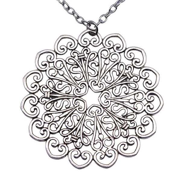 

pendant necklaces 1 piece 53x53mm mandala pattern charms necklace for women drop supplier pendants female gift, Silver