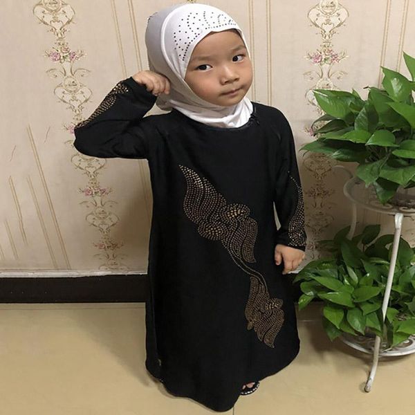 

ethnic clothing muslim abaya dubai girl robe dress rhinestone fashion malaysia islamic children's ramadan prayer clothes, Red