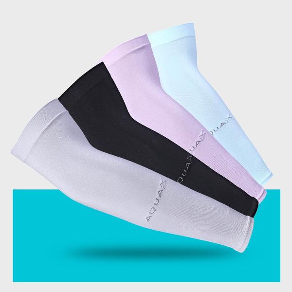 

viscose sun-resistant cuff summer men and women seamless gloves outdoor riding sports military training driving korean-style arm elbow & kne, Black;gray